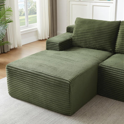 96" Boneless Sectional Cloud Couches with Left Facing Chaise Lounge for Living Room - Fluffy L Shaped Memory Foam Compressed Modular Sofa with Deep Seat, Green Corduroy Corner Couch10