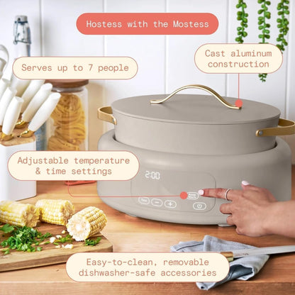 Wonderful 10-In-1 Electric Multi-Cooker 6 Qt Cast Aluminum Pot, 7 Preset Function,Oven & Dishwasher Safe to 400°F Sauté Slow Cook Steam Touch Display (Porcini Taupe)2