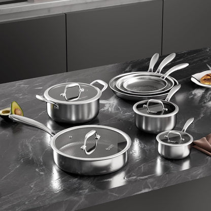 11 Pcs Pots and Pans Set，Hybrid Stainless Steel Cookware Set | Non Stick, Non Toxic, PFOA Free, Oven Safe, Dishwasher Safe, Induction Compatible8