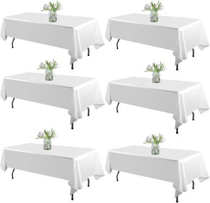 6 Pack White Table Cloth Rectangle 60X102 Inch Tablecloth Fit 6FT | Wrinkle Resistant Polyester Tablecloths for 6 Foot Rectangle Tables Washable Fabric Table Covers for Party, Wedding Banquet1