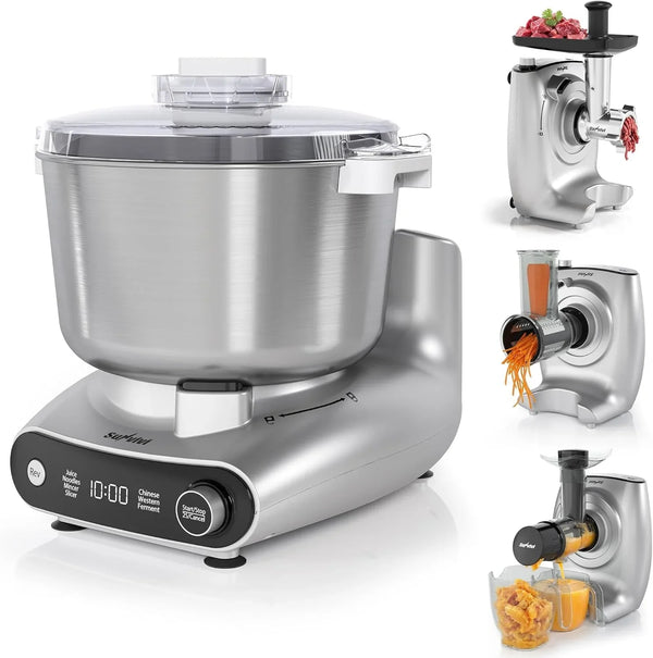 Electric Dough Mixer, Stand Mixer with Meat Grinder, Juicer | 4-In-1 Multifunctional Stand Mixer with Salad Maker 5.3QT Dough Mixer with Fermentation and Stainless Steel Bowl Home Kitchen1
