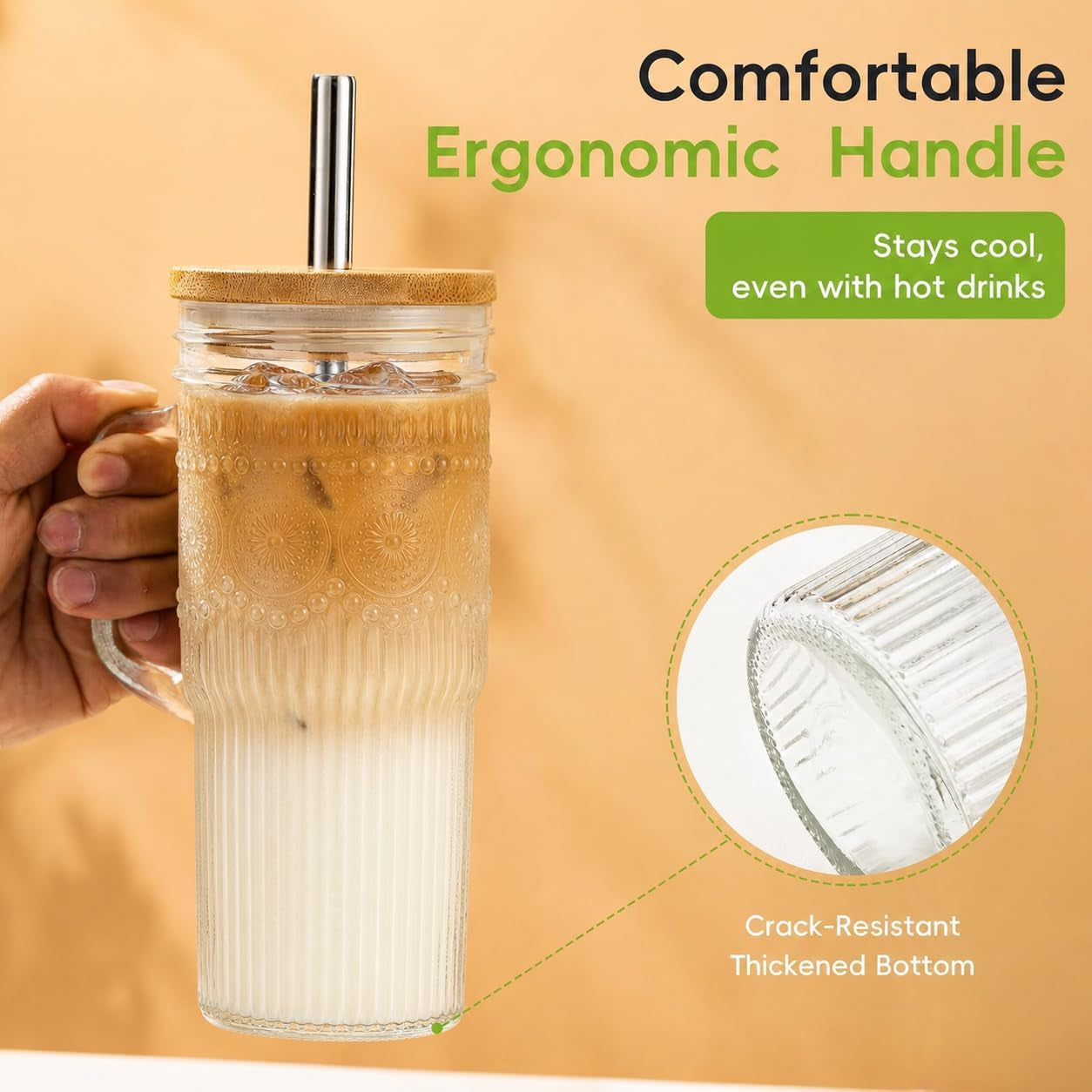 glass-tumbler-24-oz-ice-coffee-cups-with-bamboo-lid-and-handle-stainless-steel-straws-and-cleaning-brushes-boho-pattern-design-for-iced-coffee-smoothies-tea-and-daily-drinks
