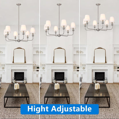 6-Light Modern Chandeliers with Linen Fabric Shades E12 Base5