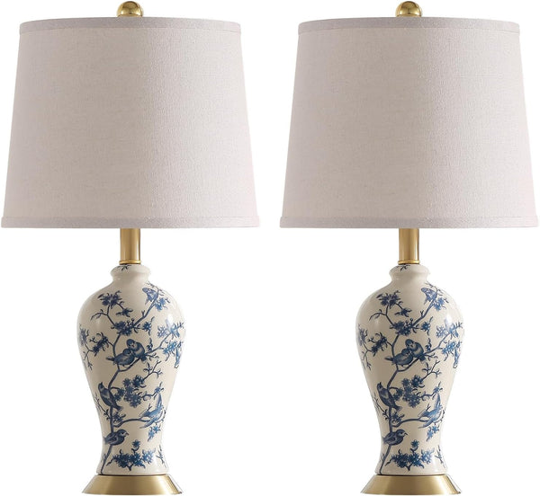 24" Chinoiserie Modern Ceramic Small Table Lamps Set of 2 for Bedroom8