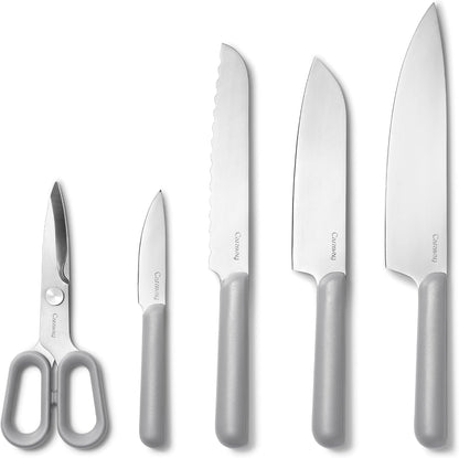 Caraway 5 Piece Knife Set, Premium German Steel Blade Kitchen Knives | Ergonomic Handles, No Microplastics, Gray1