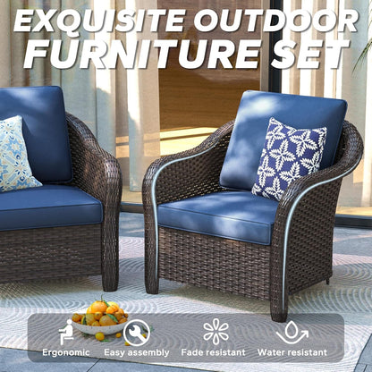 3 Piece Patio Furniture Set, Wicker Outdoor Conversation Set6