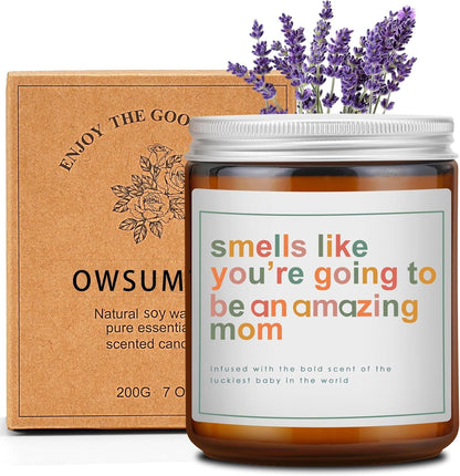 Mothers Day Gifts for Mom,New Mom Gifts,Gift for New Moms,Mothers Gift after Birth-7 OZ Lavender Soy Wax Candle2