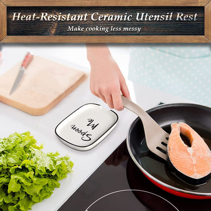 Ceramic Spoon Rest for Stove Top, Large Spoon Holder for Kitchen Counter, White Coffee Spoon Rest, Heat-Resistant Cooking Utensil Rest, Modern Farmhouse Kitchen Décor4