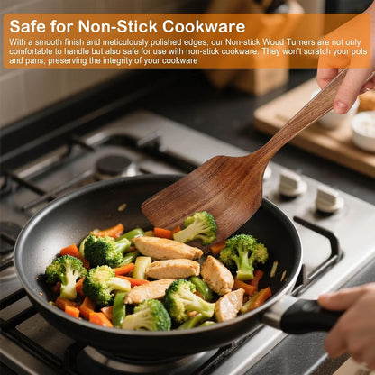 Wooden Spoons for Cooking, 4 Piece Teak Cooking Utensils Set4