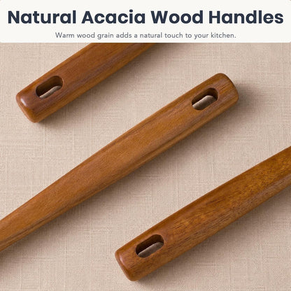 5-Piece Silicone Kitchen Utensil Set with Acacia Wood Handles, Brown8