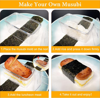 2PCS Clear Musubi Press Mold, Non-Stick Musubi Maker, Bpa-Free Onigiri Mold Sushi Press for Hawaiian Musubi Home DIY (With 2 Rice Ladles)4