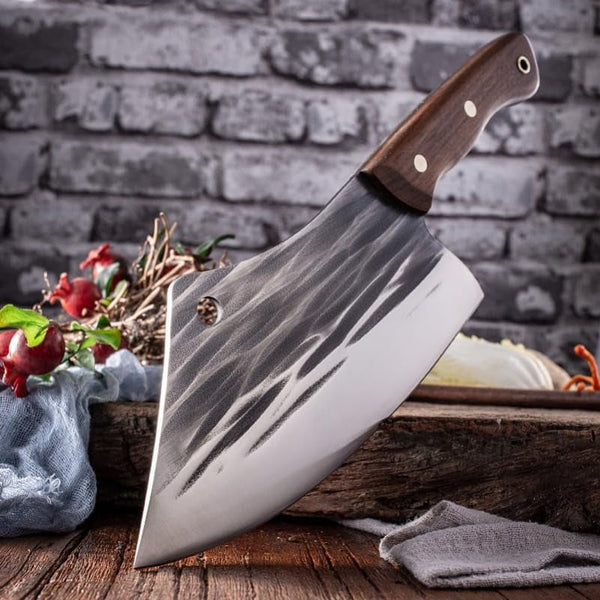 Meat Cleaver Knife, 8 Inch Heavy Knife Chopping Bone Vegetables Kitchen Knives Chef Slicing Meat Butcher Knife Barbecue Camping Utility Slaughter Cleaver, 54753