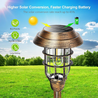 Solar Outdoor Lights, 8 Pack Bright Solar Pathway Lights Outdoor Waterproof, up to 12 Hrs Auto On/Off Solar Garden Lights Outdoor Solar Lights for Yard Patio Walkway Driveway Pathway - Bronze7