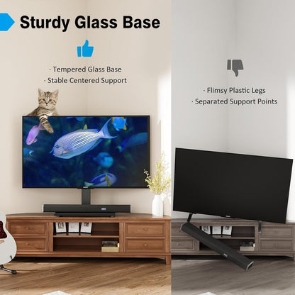 Universal TV Stand - Table Top TV Stand for 27-60 Inch LCD LED Tvs - 9 Level Height Adjustable TV Base Stand with Tempered Glass Base & Wire Management, VESA 400X400Mm4