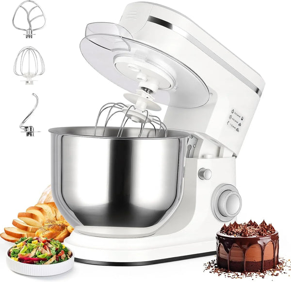 6.5QT Stand Mixer, 700W 6-Speed Tilt-Head Electric Stand Mixer, 3-In-1 Kitchen Mixer with Bowl, Dough Hook, Wire Whisk & Flat Beater, Perfect for Bakery, Cake, Bread and Home Baking1