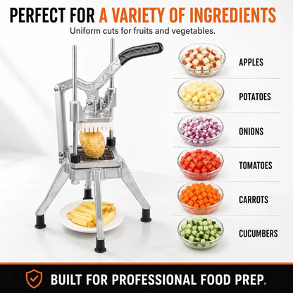 Commercial Vegetable Fruit Chopper W/6-Wedge Slicer&1/4″&3/8″&1/2" Blade Professional Food Dicer French Fry Cutter Onion Slicer Stainless Steel for Tomato Peppers Potato Mushroom | Professional Prep Tool for Restaurants, Catering & Commercial Kitchens. Cuts Onions, Potatoes, Tomatoes and More7