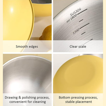 Stainless Steel Mixing Bowls and Colander Set Mixing Bowls with Scale Salad Bowl with Colander Fine Mesh Strainer Basket Baking Bowl Set Cooking Scale Bowl for Kitchen Decoration Yellow5