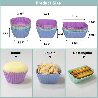 Silicone Cupcake Liners Lunch Box Dividers，Non-Stick Silicone Muffin Cups, Bento Box Accessories for Kids (24Pcs: 4 Color)2
