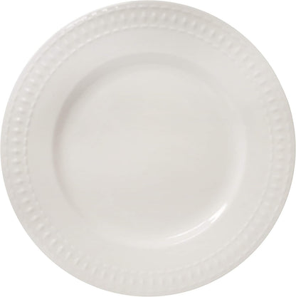 Tabletops Gallery Embossed White Porcelain round Dinnerware - Bloom 12 Piece Dinnerware Set8
