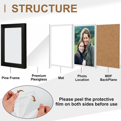 Picture Frame, Black Wooden 5X7 Picture Frame Set of 24