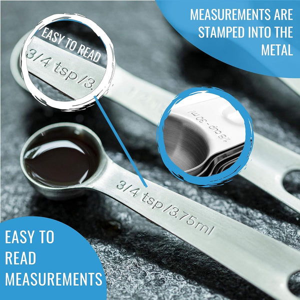 Measuring Cups and Spoons Set, 16-Piece Stainless Steel, Leveler & Chart4