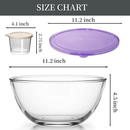 6QT Extra Large Glass Mixing Bowls Clear Glass Salad Cooking Bowls for Kitchen Salad Bread Storage with 8Oz Small Bowls,Ideal for Kitchen Storage ﻿2
