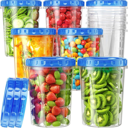 10 Pack-33Oz Freezer Storage Containers Set, Plastic Food Storage Containers with Twist Top Lids, BPA Free Stackable Soup Containers for Overnight Oats/Salad/Leftover/Soup/Ice Cream1