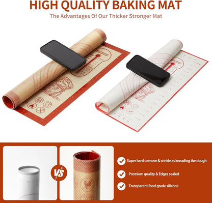Silicone Baking Pastry Dough Mat - 28X20Inch Extra Large Cookie Bread Rolling Mats Sheet, Nonstick Kitchen Counter Kneading Board, Thick Reusable Pie Cookies Pizza Fondant Making Matt with Measurement3