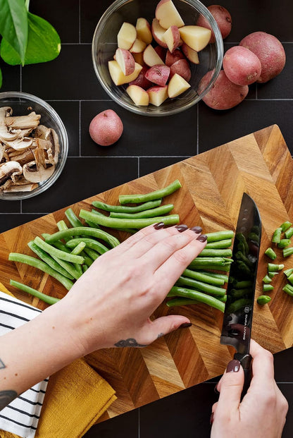 Santoku Knife - 7 Inch Black Nonstick Titanium Plated Stainless Steel Ultra Sharp Blade, with Ergonomic Comfort Grip Handle Asian Chef'S Knife, with Matching Sheath7