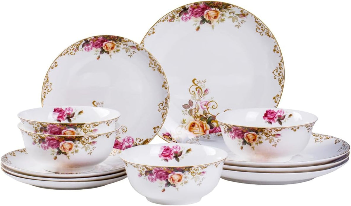 12-piece-dinnerware-sets-for-4-white-porcelain-gold-rim-formal-dining