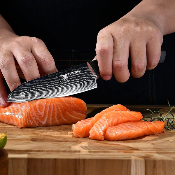 Santoku Knife 5" Inches-Japan 8C Super Steel 67 Layer Damascus Steel-Sharp Kitchen Knife-Full Tang ABS Anti-Skid Handle Utility Knife Cooking Knife with Luxury Gift Box2