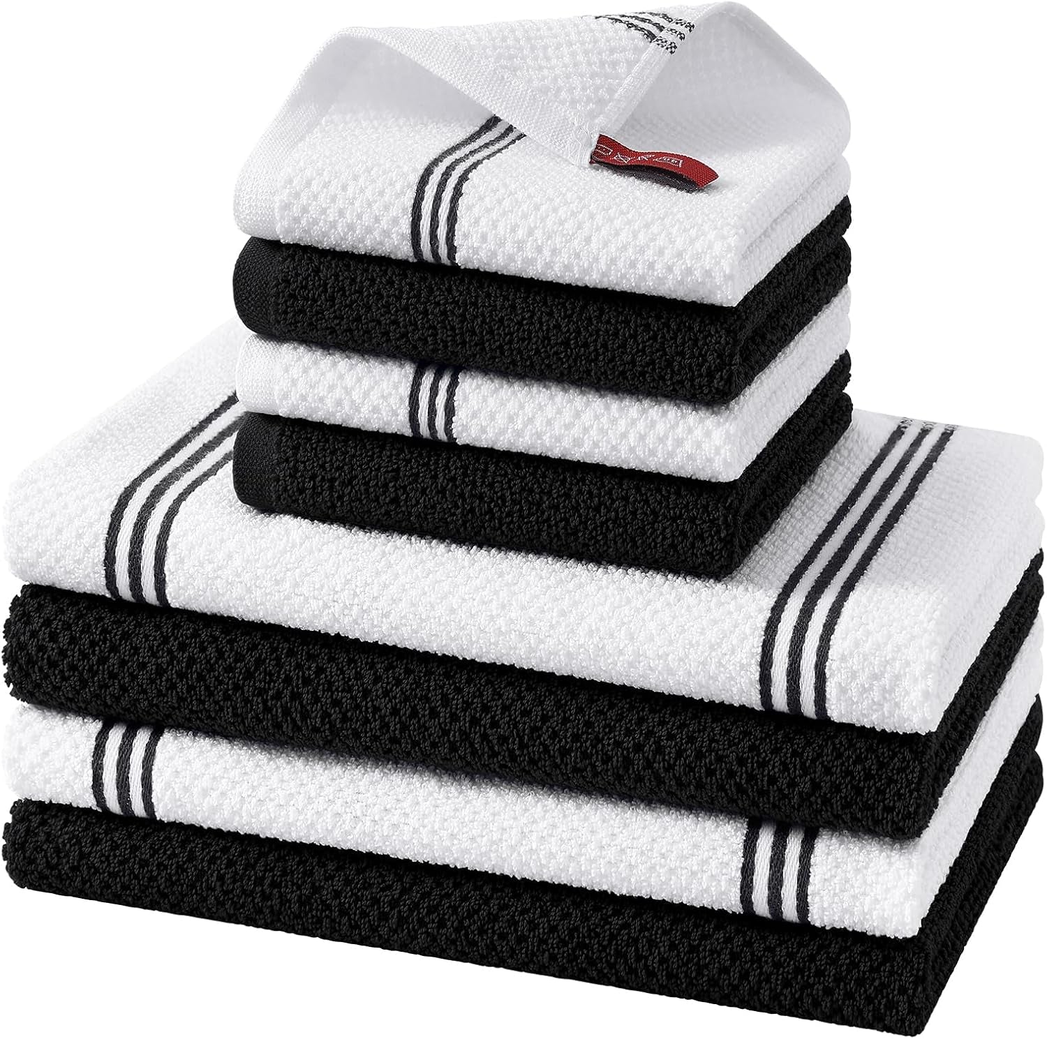 dual-design-kitchen-towels-and-dishcloths-set-8-pack-black