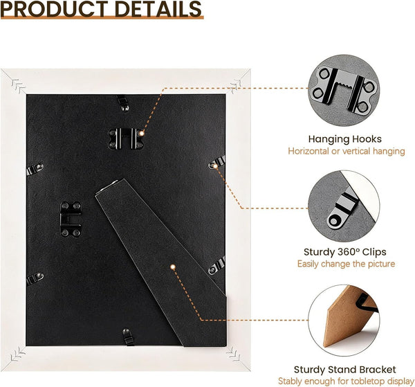 8X10 Picture Frame with Dual Mats, Black Photo Frames Matted for 5X7/6X87