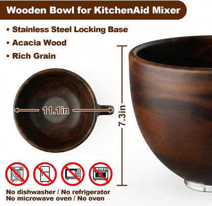 Premium Wood Mixing Bowl for Kitchenaid 4.5-5 Qt Stand Mixers3