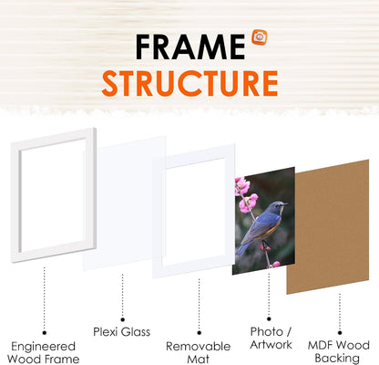 5X7 Picture Frame Bulk-4 Pack, Photo Frame with HD Plexiglass, Display Pictures 4X6 with Mat or 5X7 without Mat, White Picture Frames Collage Wall Decor, Wall & Tabletop Picture Frames3