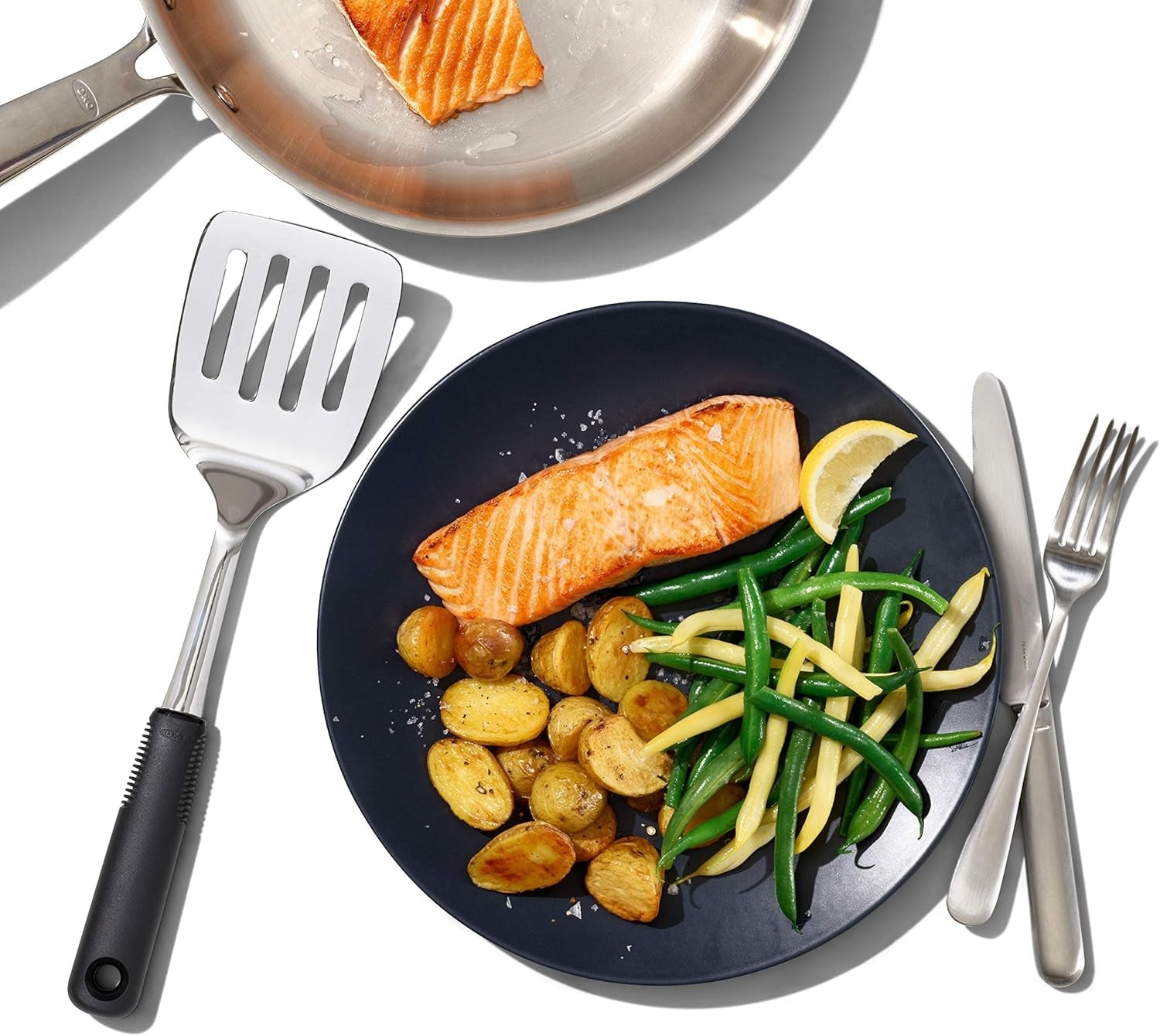 oxo-good-grips-stainless-steel-turner-cooking-spatula-heat-resistant-flexible-head-for-fish-stainless-steel-spatula-comfortable-grip-kitchen-turner-for-grilling