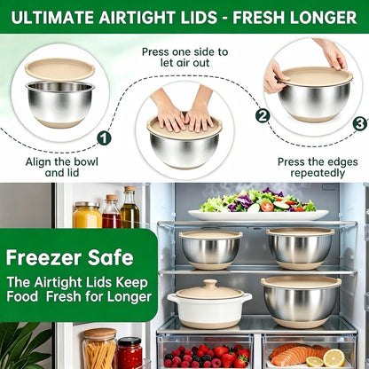 Mixing Bowls with Airtight Lids, Stainless Steel Mixing Bowls Set7