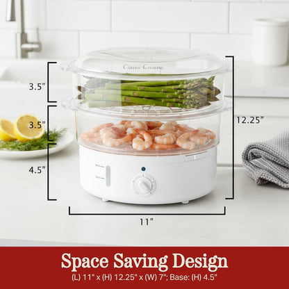 2-Tier Vegetable Steamer and Rice Cooker, 120V 60Hz 800W | 6.3 Quart Electric Steamer for Cooking Healthy Fish, Eggs, Vegetables, Rice, and Baby Food7