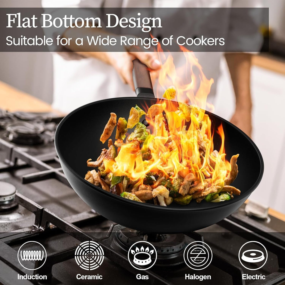 carbon-steel-wok-13-inch-pre-seasoned-non-stick-with-lid-and-spatula-flat-bottom-ideal-for-stovetop-cooking