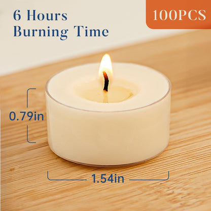 Tea Lights Candles Unscented 6 Hour, Soy Tealights Candles 100 Pack2