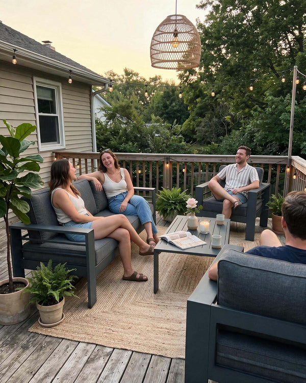 Outdoor Aluminum Furniture Set, 5 Pieces Patio Sectional Conversation Chat Sofa Modern Seating Set with Coffee Table2