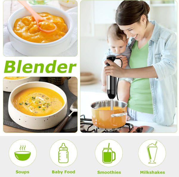 Immersion Blender with Food Processor, 20 Speeds & Turbo Mode | 4-In-1 Emulsion Hand Blender, Egg Whisk, 24 Oz Beaker & Chopper Bowl, Portable Hand Mixer for Smoothie, Soup, Baby Food3
