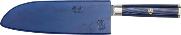 KITA Series 7-Inch Santoku Knife with Sheath, High Carbon X-7 Damascus Steel, 5014242