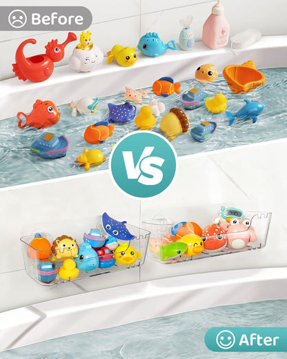Bath Toy Storage Organizer 2 Pack, Bath Toy Holder with Drain Holes4