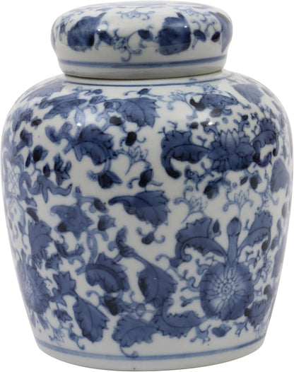 Creative Co-Op Blue & White Ceramic Ginger Jar with Lid3