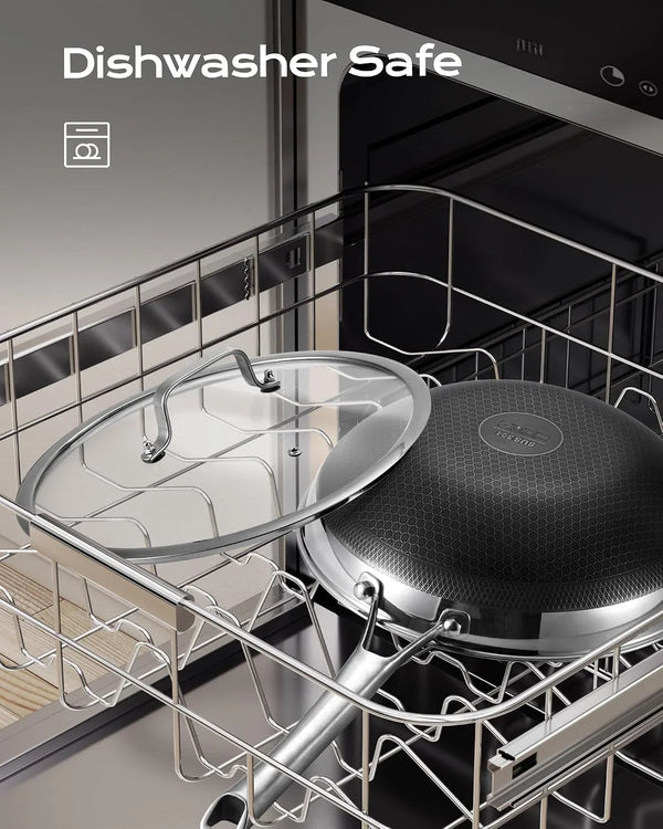 Wok Pan,12 Inch Hybrid Wok with Lid | Frying Pan Cookware, Stainless Steel Woks & Stir-Fry Pans Nonstick, Dishwasher Safe, PFOA Free, Compatible with All Cooktops5
