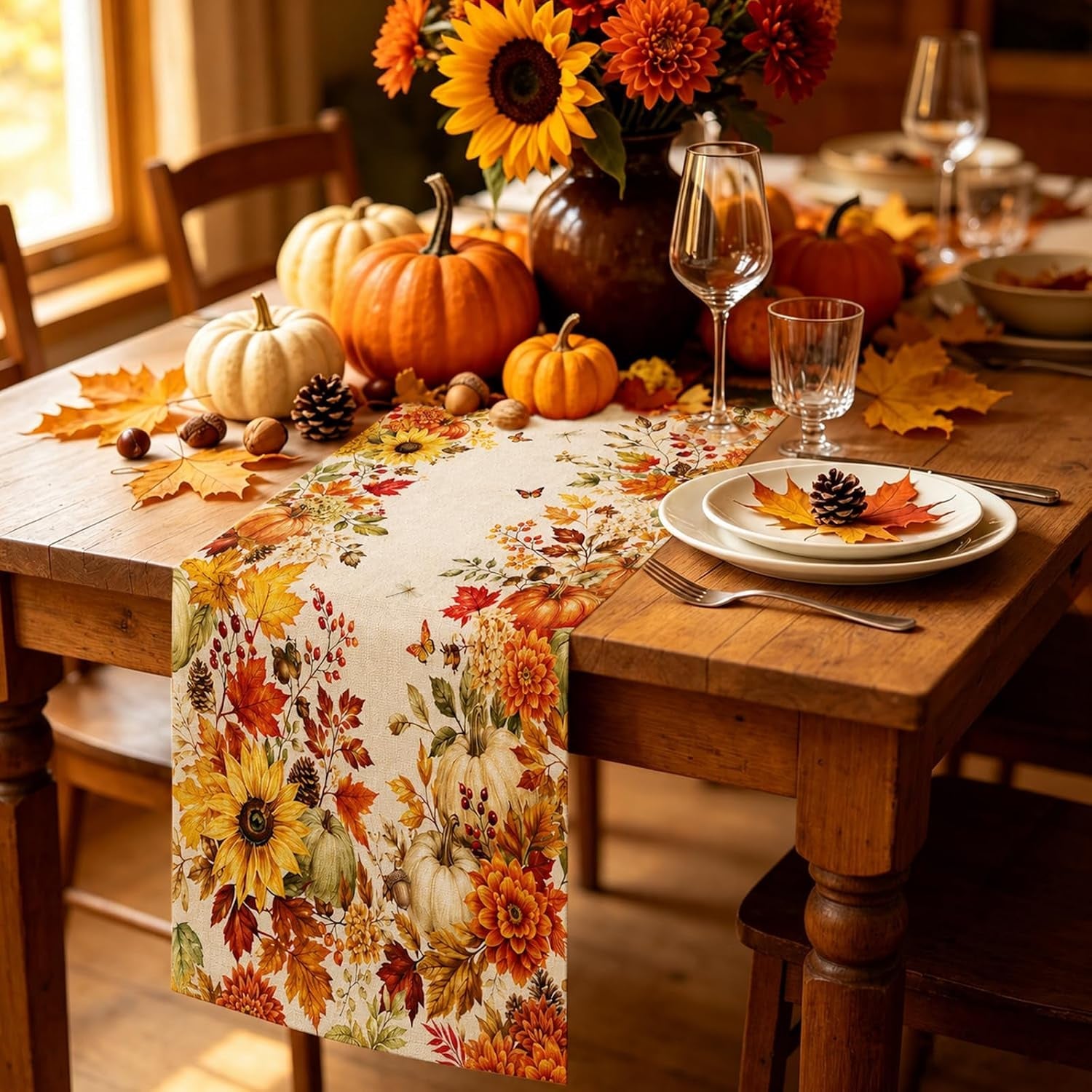 fall-table-runner-13-108-in-with-fall-decor-pumpkin-sunflower-leaf