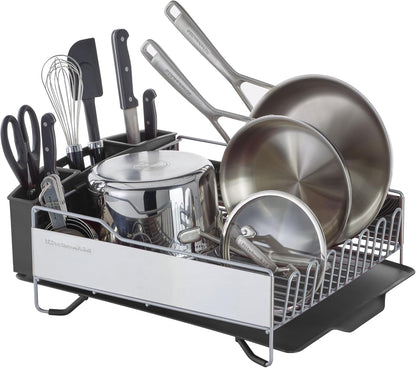 Kitchenaid Large Capacity Full Size Rust Resistant Dish Rack with Angled Drain Board and Removable Flatware Caddy, Light Grey1