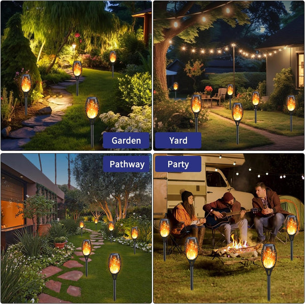 12Pack Solar Torch Light with Flickering Flame for Halloween Decor2