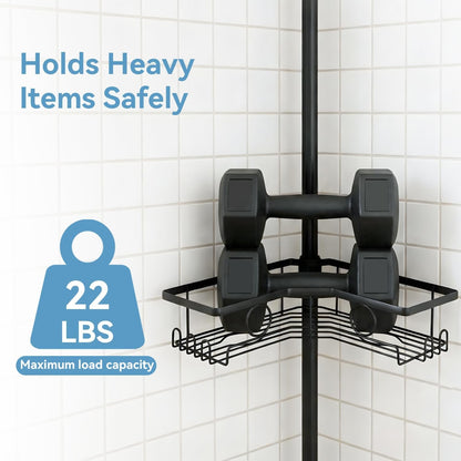4-Tier Corner Shower Caddy Tension Pole Organizer, Black6